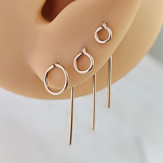 14k Gold Filled Circle Threader Earrings