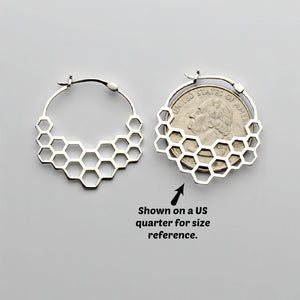 Sterling Silver Honeycomb Hoop Earrings -- EF0002