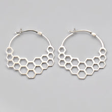 Load image into Gallery viewer, Sterling Silver Honeycomb Hoop Earrings -- EF0002
