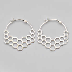 Sterling Silver Honeycomb Hoop Earrings -- EF0002