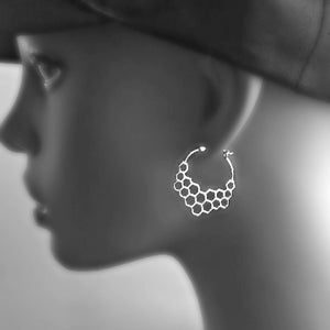 Sterling Silver Honeycomb Hoop Earrings -- EF0002