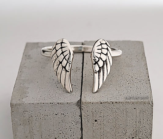 Sterling Silver Adjustable Angel Wings Ring