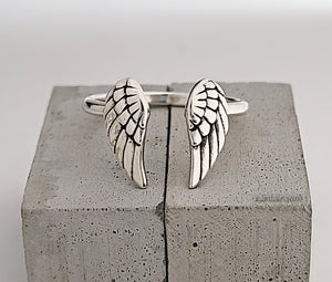 Sterling Silver Adjustable Angel Wings Ring -- EF0013