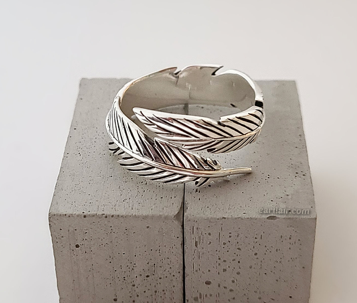 Sterling Silver Adjustable Feather Ring -- EF0018