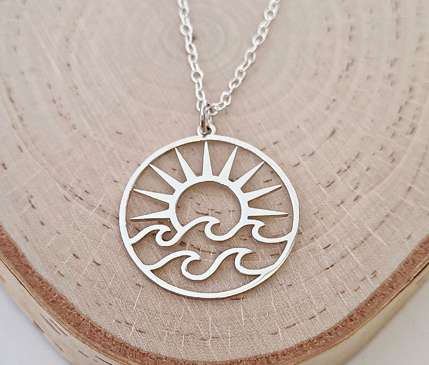 Sterling Silver Sun and Waves Charm -- EF0255