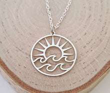 Load image into Gallery viewer, Sterling Silver Sun and Waves Charm -- EF0255
