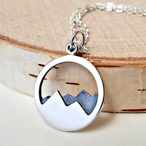Sterling Silver Oxidized Mountain Charm -- EF0053