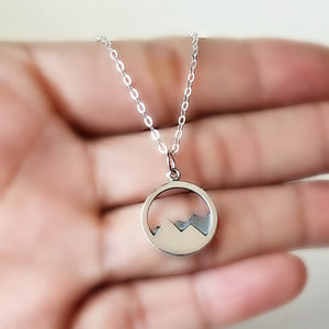 Sterling Silver Oxidized Mountain Charm -- EF0053