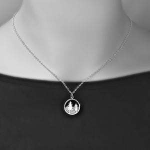 Sterling Silver Pine Tree and Mountain Charm -- EF0059