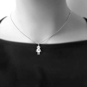 Sterling Silver Robot Charm -- EF0060
