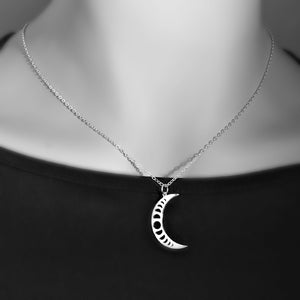 Sterling Silver Crescent Moon With Moon Phases Earrings -- EF0065