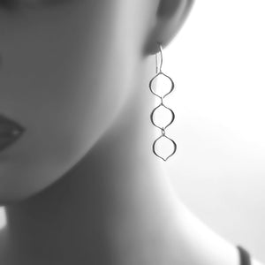 Sterling Silver 3 Link Dangle Earrings -- EF0073