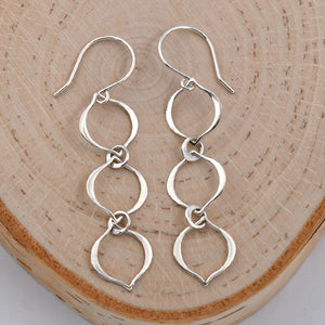 Sterling Silver 3 Link Dangle Earrings -- EF0073