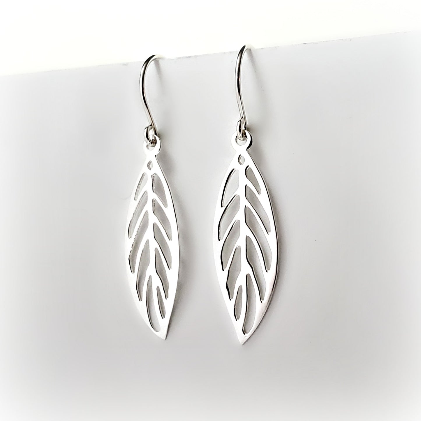 Sterling Silver Cutout Leaf Earrings -- EF0074