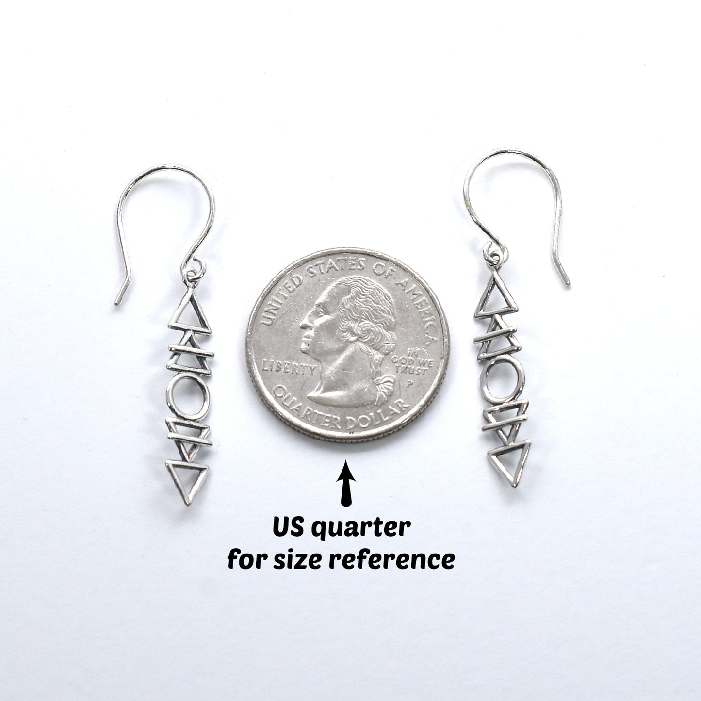 Sterling Silver Stacked Elements Dangle Earrings -- EF0078