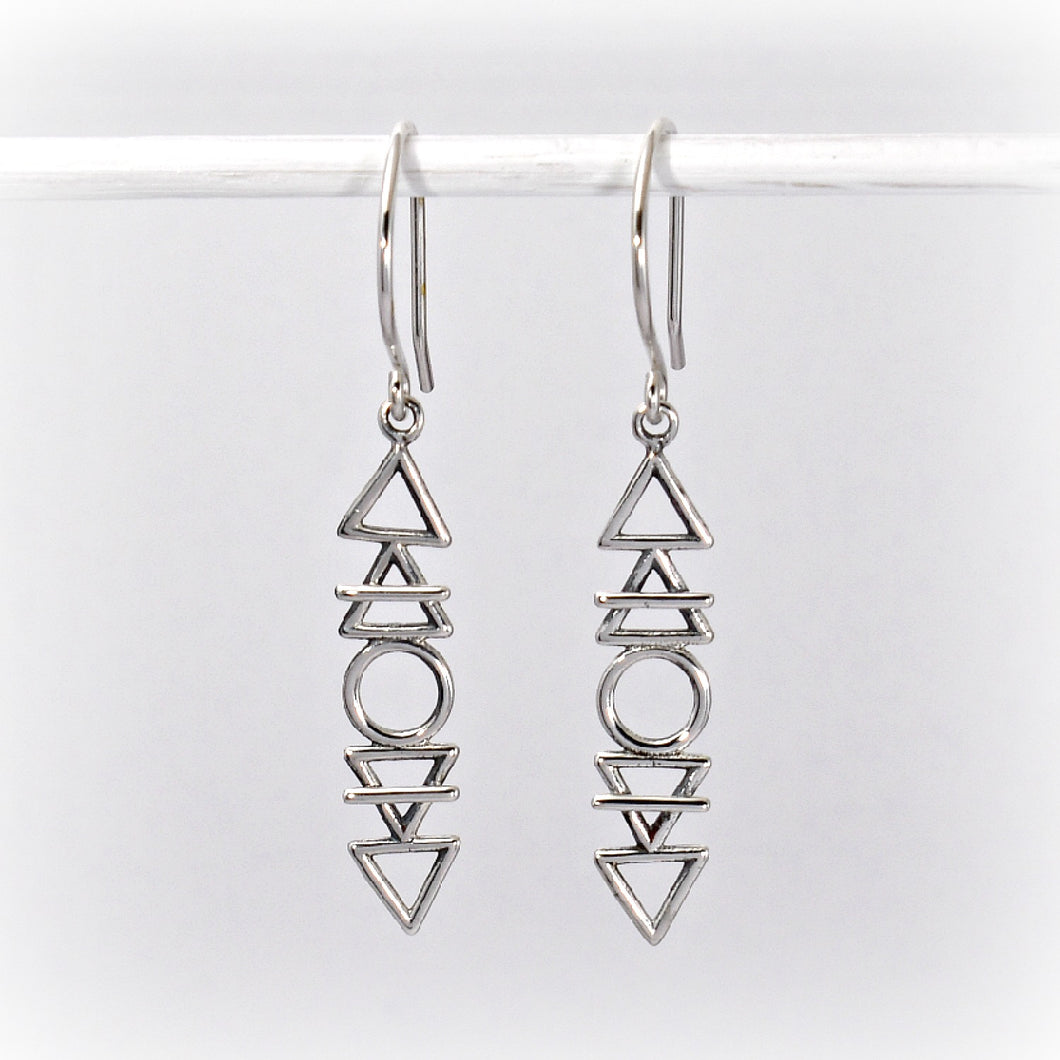 Sterling Silver Stacked Elements Dangle Earrings -- EF0078
