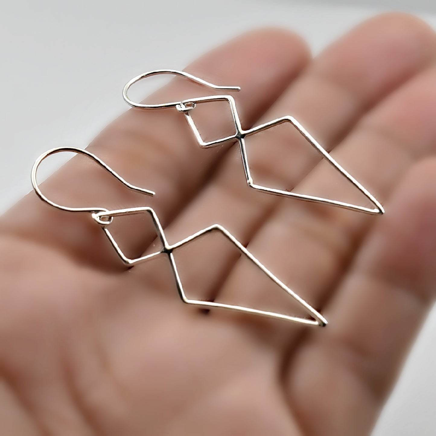 Sterling Silver Double Diamond Link Earrings -- EF0079