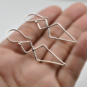 Sterling Silver Double Diamond Link Earrings -- EF0079