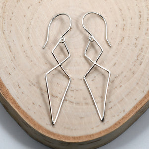 Sterling Silver Double Diamond Link Earrings -- EF0079
