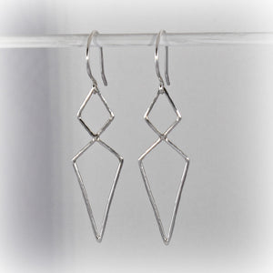 Sterling Silver Double Diamond Link Earrings -- EF0079