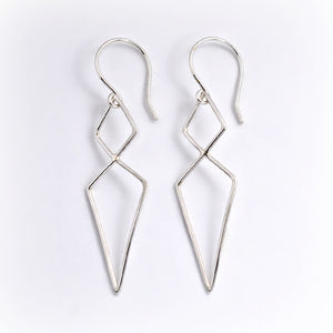 Sterling Silver Double Diamond Link Earrings -- EF0079