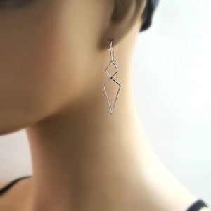 Sterling Silver Double Diamond Link Earrings -- EF0079