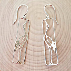 Sterling Silver Crane Earrings -- E147