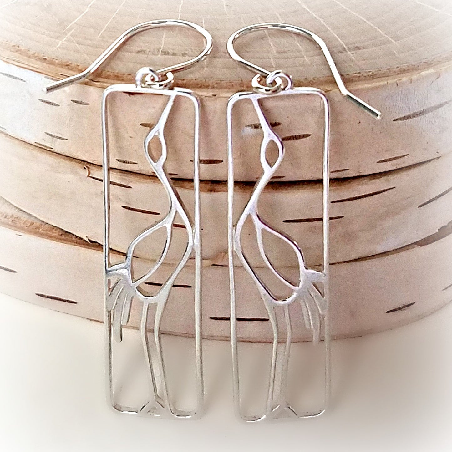 Sterling Silver Crane Earrings -- E147
