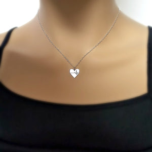 Sterling Silver Heart/Heartbeat Charm -- EF0101