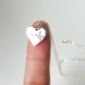 Sterling Silver Heart/Heartbeat Charm -- EF0101