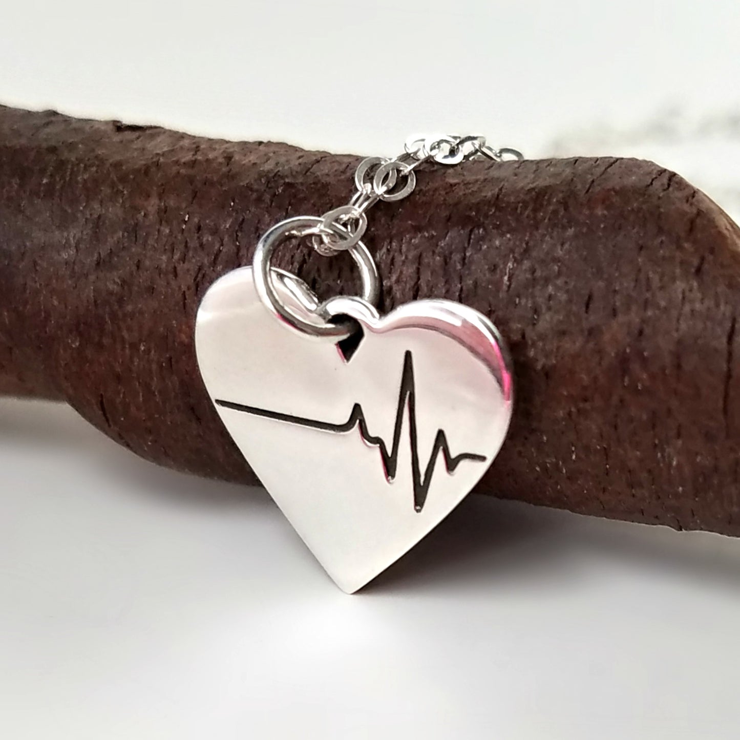Sterling Silver Heart/Heartbeat Charm -- EF0101
