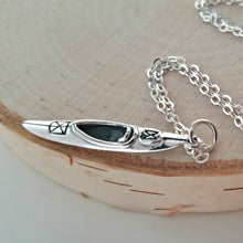 Load image into Gallery viewer, Sterling Silver Kayak Charm/Necklace -- N148
