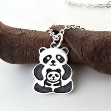 Load image into Gallery viewer, Sterling Silver Panda Bears Charm -- EF0108
