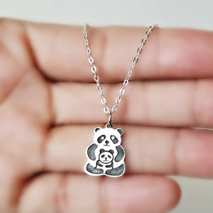 Sterling Silver Panda Bears Charm -- EF0108