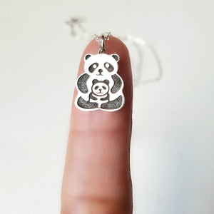 Sterling Silver Panda Bears Charm -- EF0108