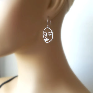 Sterling Silver Openwork Face Earrings -- EF0121