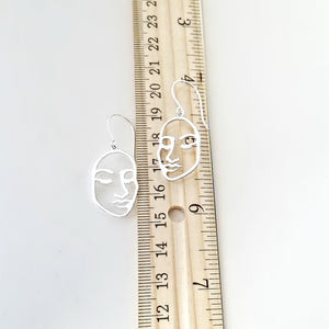 Sterling Silver Openwork Face Earrings -- EF0121