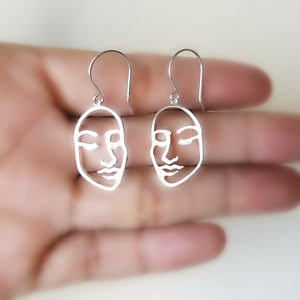 Sterling Silver Openwork Face Earrings -- EF0121