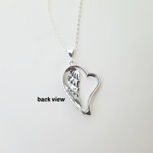 Sterling Silver Heart with Angel Wing Pendant -- EF0137
