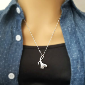 Sterling Silver Ginkgo Leaf Pendant -- EF0141