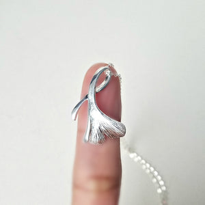 Sterling Silver Ginkgo Leaf Pendant -- EF0141