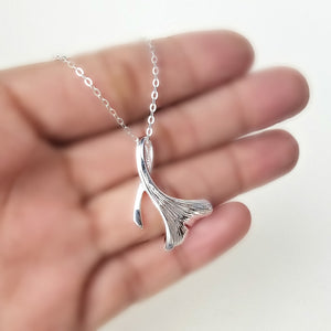 Sterling Silver Ginkgo Leaf Pendant -- EF0141