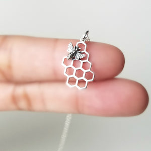 Sterling Silver Honeycomb with Bee Charm -- EF0150