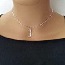 Load image into Gallery viewer, Sterling Silver Small Bar Earrings with Swarovski Crystals -- E151
