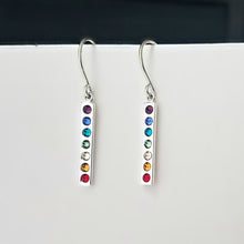 Load image into Gallery viewer, Sterling Silver Small Bar Earrings with Swarovski Crystals -- E151
