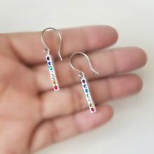 Load image into Gallery viewer, Sterling Silver Small Bar Earrings with Swarovski Crystals -- E151
