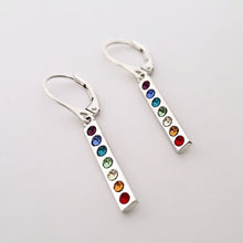 Load image into Gallery viewer, Sterling Silver Small Bar Earrings with Swarovski Crystals -- E151
