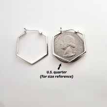 Load image into Gallery viewer, Sterling Silver Hexagon Hoop Earrings -- EF0165
