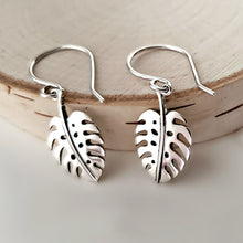 Load image into Gallery viewer, Sterling Silver Small Monstera Leaf Earrings -- EF0170
