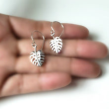 Load image into Gallery viewer, Sterling Silver Small Monstera Leaf Earrings -- EF0170

